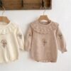 Baby Knitted Ruffle Collar Long Sleeve Romper