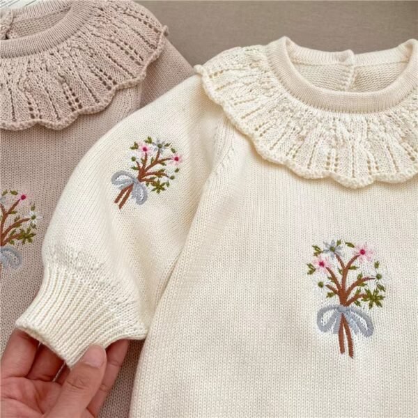 Baby Knitted Ruffle Collar Long Sleeve Romper