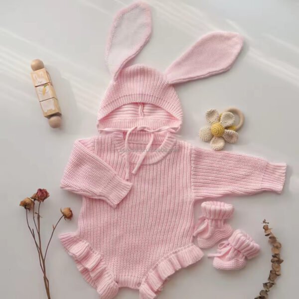 Main-01 100% Cotton Long Sleeves Knitted Ruffle Romper(MOQ 50PCS)