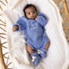 Chunky Ribbed Knit Boy Blue Romper