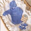 Chunky Ribbed Knit Boy Blue Romper