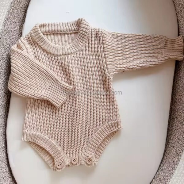 Chunky Ribbed Knit Boy Blue Romper